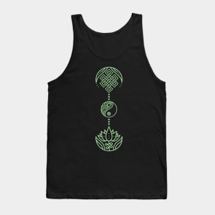 Spiritual Symbols - Yin Yang - Unalome - Lotus - Green Tank Top